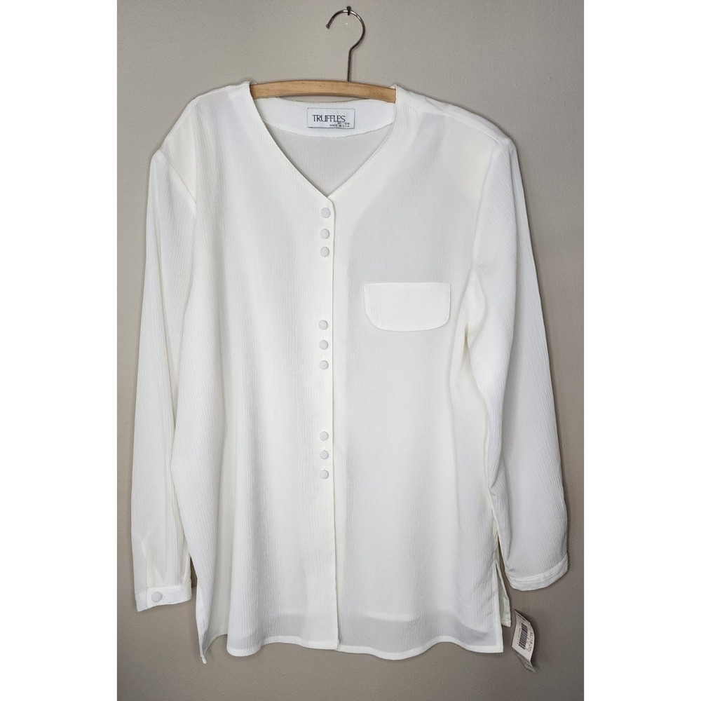 Vintage 90s Truffles YB Blouse XL 18-20 Ivory NWT Sears Made USA Deadstock NWT